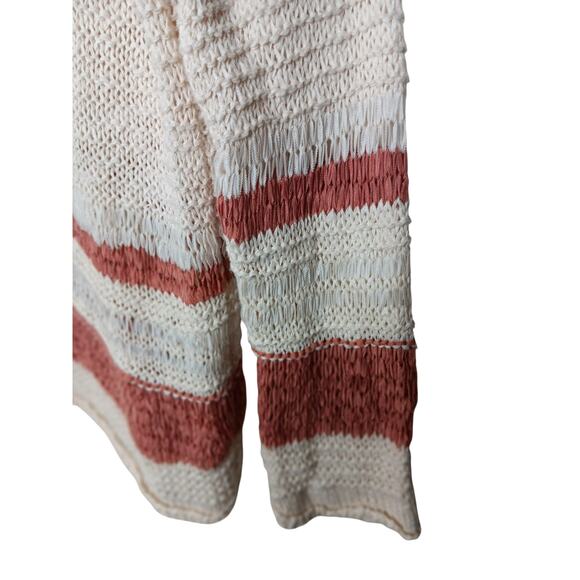 Easel Los Angeles Oversized Open Knit Sweater Small Natural Striped Pullover - Picture 8 of 13